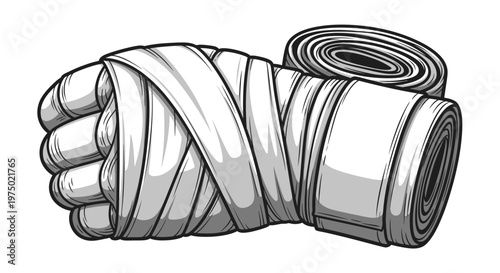 Fist Wrapped In Athletic Hand Wraps Ready For Combat Or Training