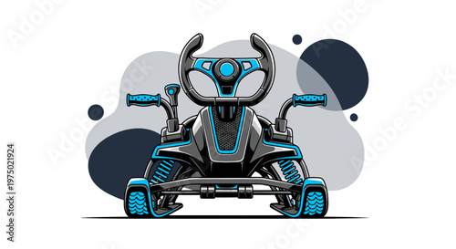 Futuristic Steering Wheel Kart With Blue Accents For Kids