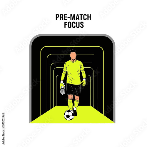 Goalkeeper's Intense Pre-Match Focus Entering Stadium Tunnel Ready for Action