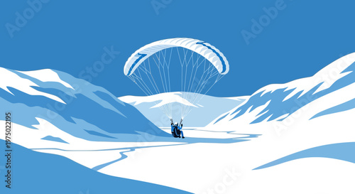 Gliding Over Snowy Peaks Adventure In Extreme Winter Landscape