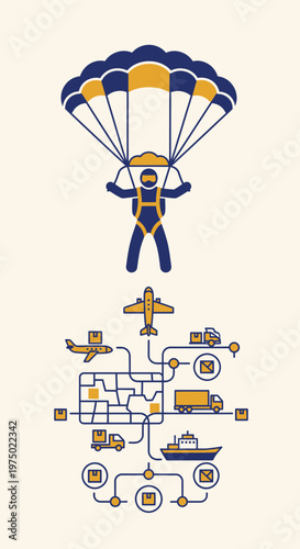 Global Express Delivery Network Secured by Parachute Jump Initiative