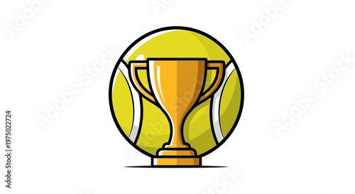 Golden Tennis Trophy Emblem Champion Award