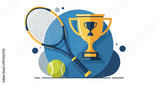 Golden Tennis Trophy Victory Championship Award Celebration Sport