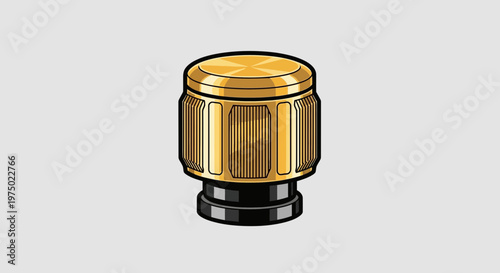Golden Knob Industrial Design Element On Grey Background