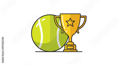 Golden Tennis Trophy With Ball Iconographic Representation Of Victory