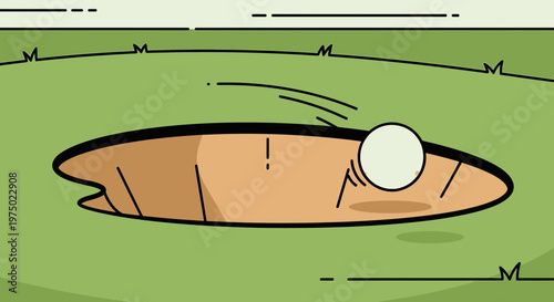 Golf Ball Teetering On Edge Of Sand Trap Dangerously Close To Not Entering