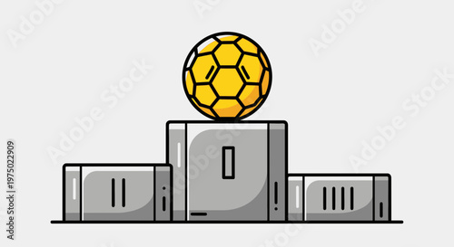 Golden Soccer Ball Crowned Champion on a Winners Podium