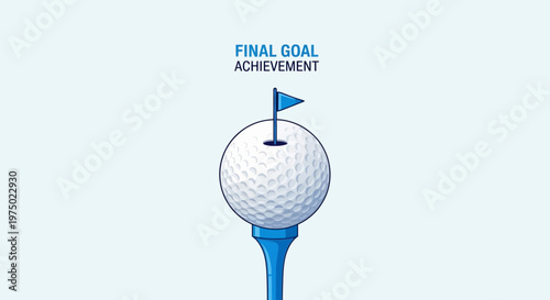 Golf Ball Tee Flag Final Goal Achievement Success Icon