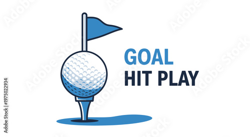 Golf Ball With Flag Ready To Play And Reach Goals