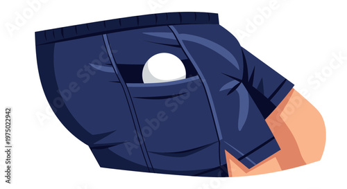 Golf Ball Tucked Away In The Pocket Of Blue Shorts