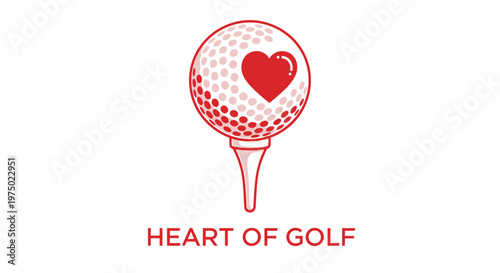 Golf Ball With Heart Logo And Text Heart Of Golf
