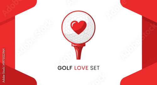 Golf Ball With Heart Graphic Design Element for Sport Lovers