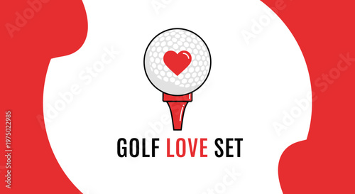 Golf Ball With Heart On Tee Vector Graphic Design