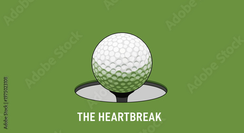 Golf Ball Balanced Precariously Above Hole Minimalist Sport Concept