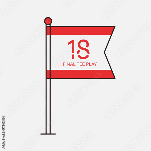 Golf Course Hole 18 Marker Flag Winning Shot Ready