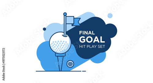 Golf Ball Flag And Abstract Shapes Representing Winning Goal