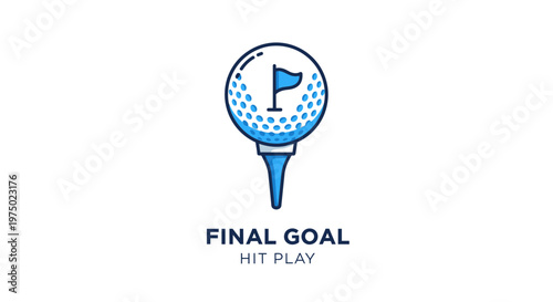 Golf Ball Flag Icon Representing The Final Goal On Tee