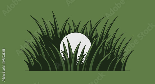 Golf Ball Hidden In Lush Green Grass Field