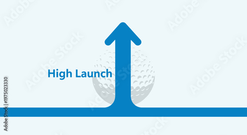 Golf Ball Launching Upward With A Blue Arrow Indicating High Trajectory And Success