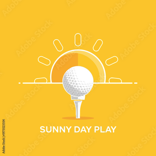 Golf Ball On Tee With Stylized Sun Background For Sporty Adventures