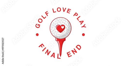 Golf Love Play Final End Icon With Heart On Ball