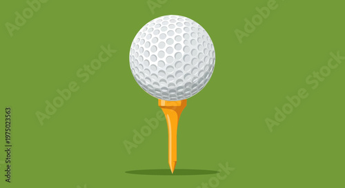 Golf Ball Ready For A Powerful Drive On A Sunny Day