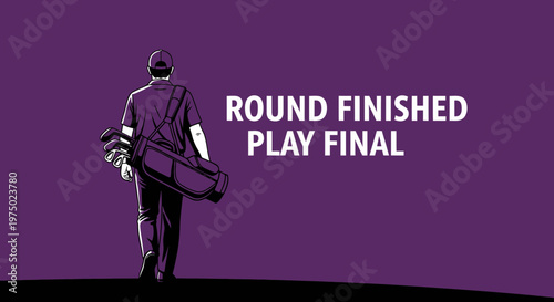Golfer Carrying Bag After Completing A Match And Heading Towards The End