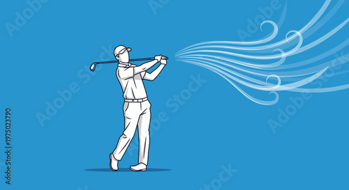 Golfer Captures The Wind With A Powerful Swing