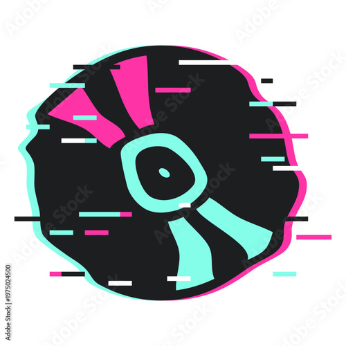 Glitch icon of a disc