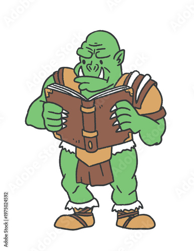 Green troll reading a book