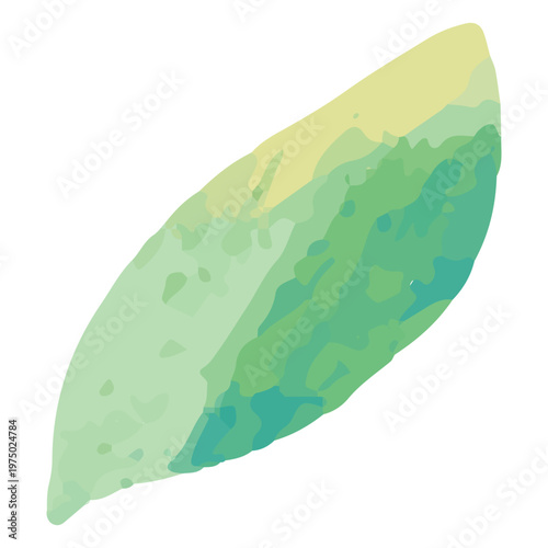 Green leaf watercolor with yellow spots