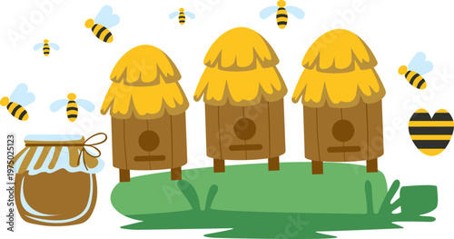  Honey Bee Farming Illustration