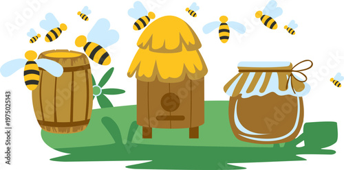 Honey Bee Farming Illustration