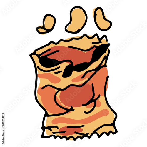 Cartoon drawing of a chips bag