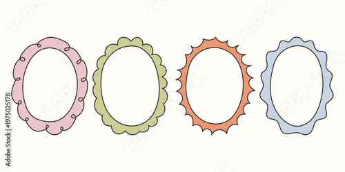 Fotografija Playful retro frame set in doodle style
