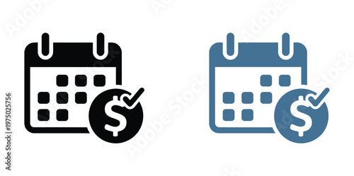 Subscription billing icon vector set, automatic payment, monthly billing cycle, invoice, and recurring charge symbols for finance dashboards, SaaS platforms, and fintech design