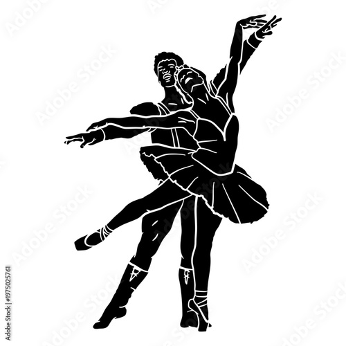 Couple ballet position cut out