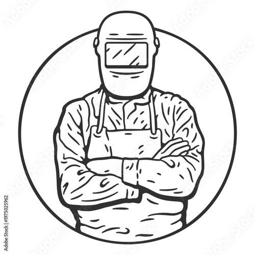 Illustration of a welder with arms crossed