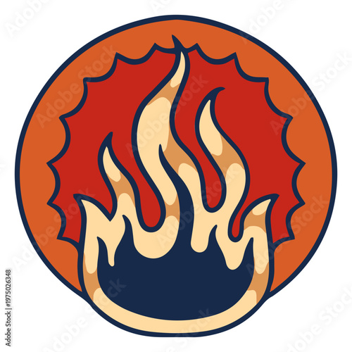 Logo with a flame in the middle