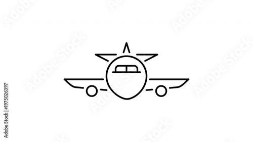 Airplane Front View Animated Icon With Alpha Channel. Aviation, Travel, And Transportation Motion Graphic. Aircraft Design For Flight And Airline Industry. 4K Video On Transparent Background