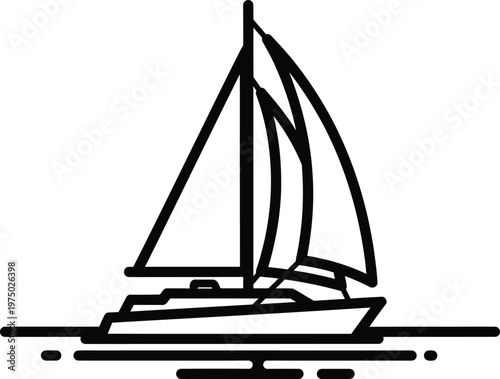 Sleek Sailboat Silhouette on Calm Water - Minimalist Yacht Design