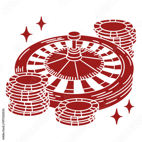 Roule wheel and coins in red