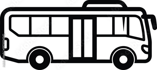 Simple Bus Icon - Black and White Line Art - Transportation Symbol