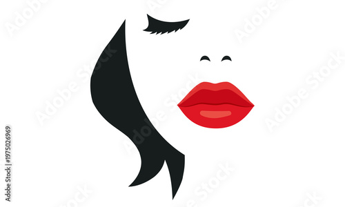 Woman face with bold lips