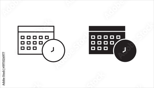 Calendar and clock icon set,  Schedule, appointment