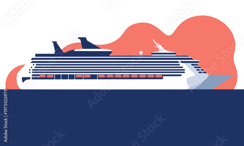  Minimalist cruise ship on the ocean