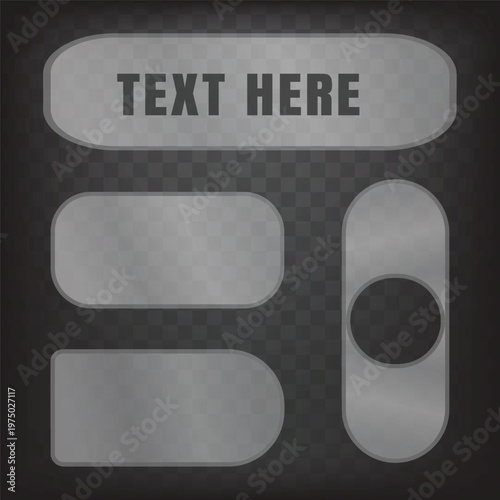 Control panel elements buttons switches and indicators in monochrome Glass Effect