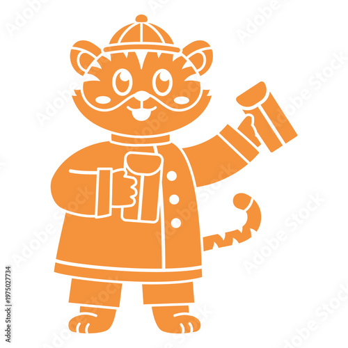 Cartoon of a tiger holding a fire extinguisher