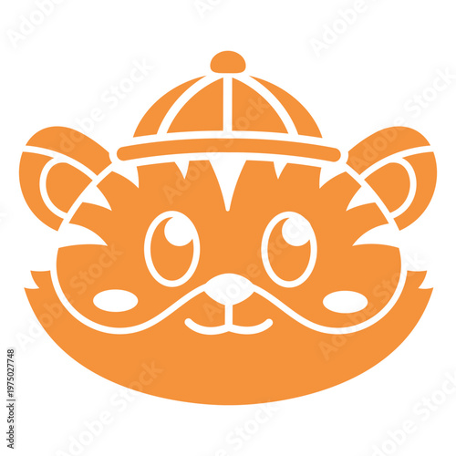 Orange tiger wearing a hat