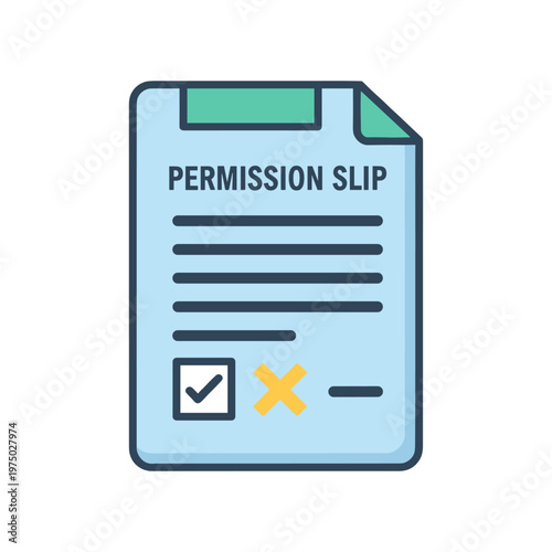 Permission slip document vector illustration, consent form and authorization concept, legal agreement and approval process, educational and administrative paperwork, official request graphic.